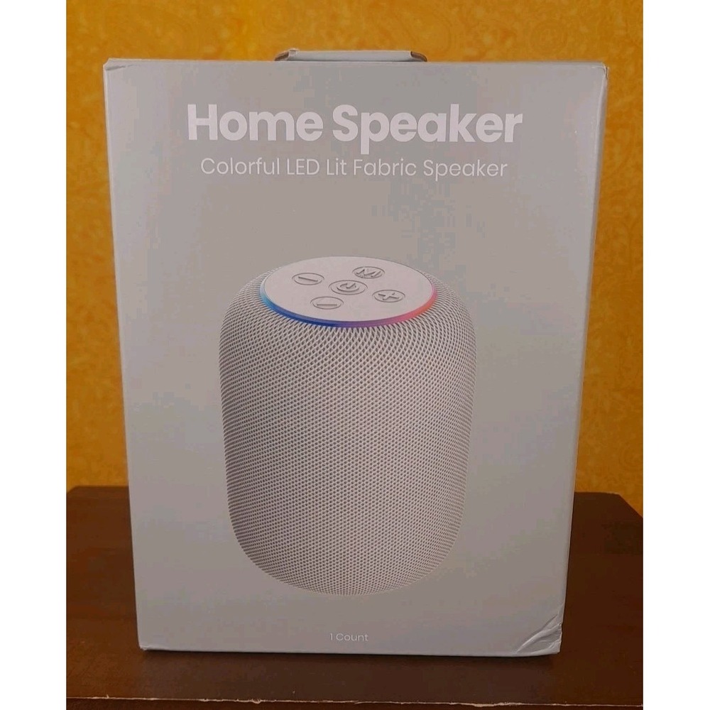Gems Home Speaker Colorful LED Lit Fabric Wireless Portable Speaker Sealed White